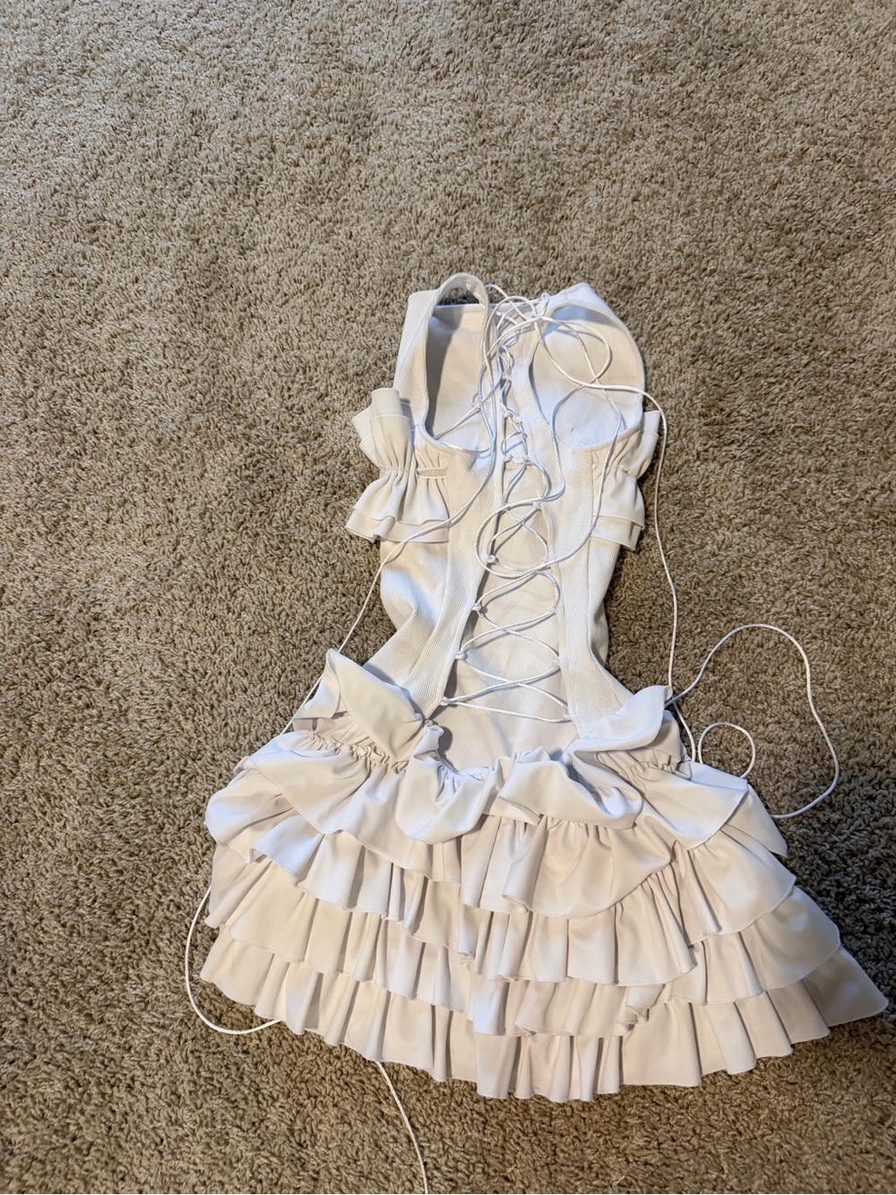 Bye Bambi White Ruffled Mini Dress - Picture 2 of 3